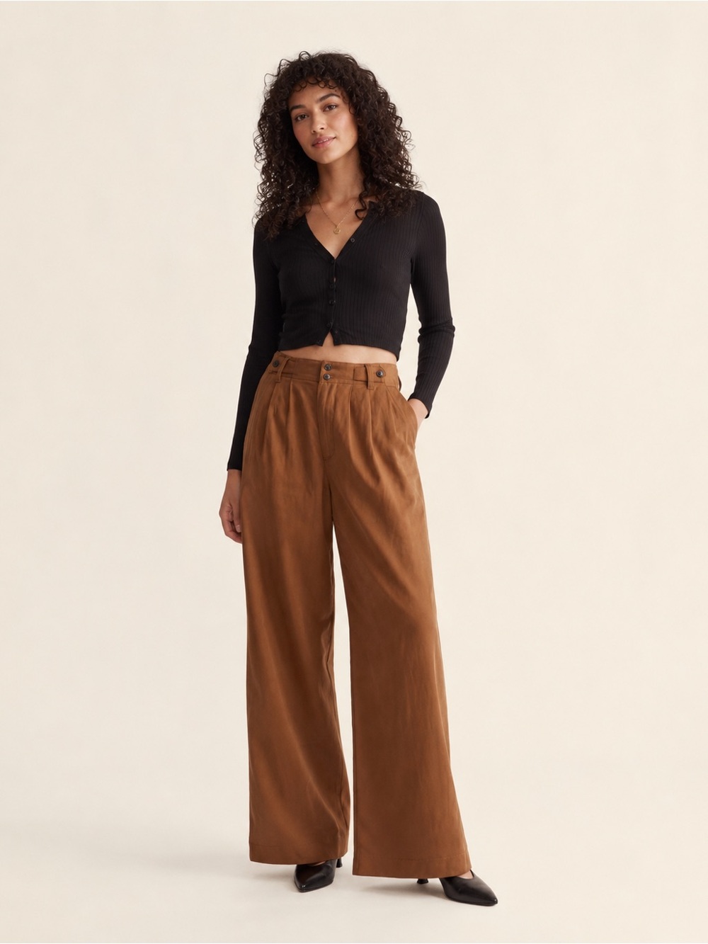 Madewell The Harlow Wide-Leg Pant in Acorn Sz 4 Linen Blend Office Work NWT $118